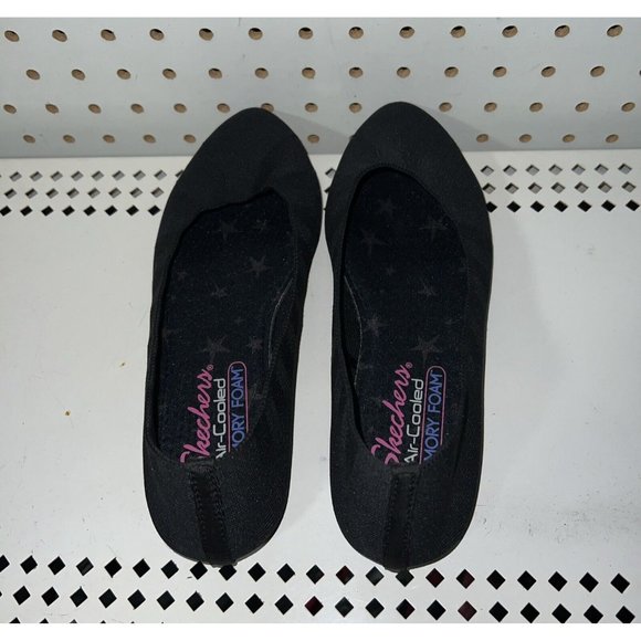 Skechers Cleo Bewitch Womens Slip On Ballet Flats Size 7 Black Memory Foam Knit - Picture 2 of 8